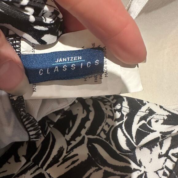 Jantzen Classics Tankini Top Black & White Boho Size 10 Hot Tub Pool Cruise - Picture 8 of 10